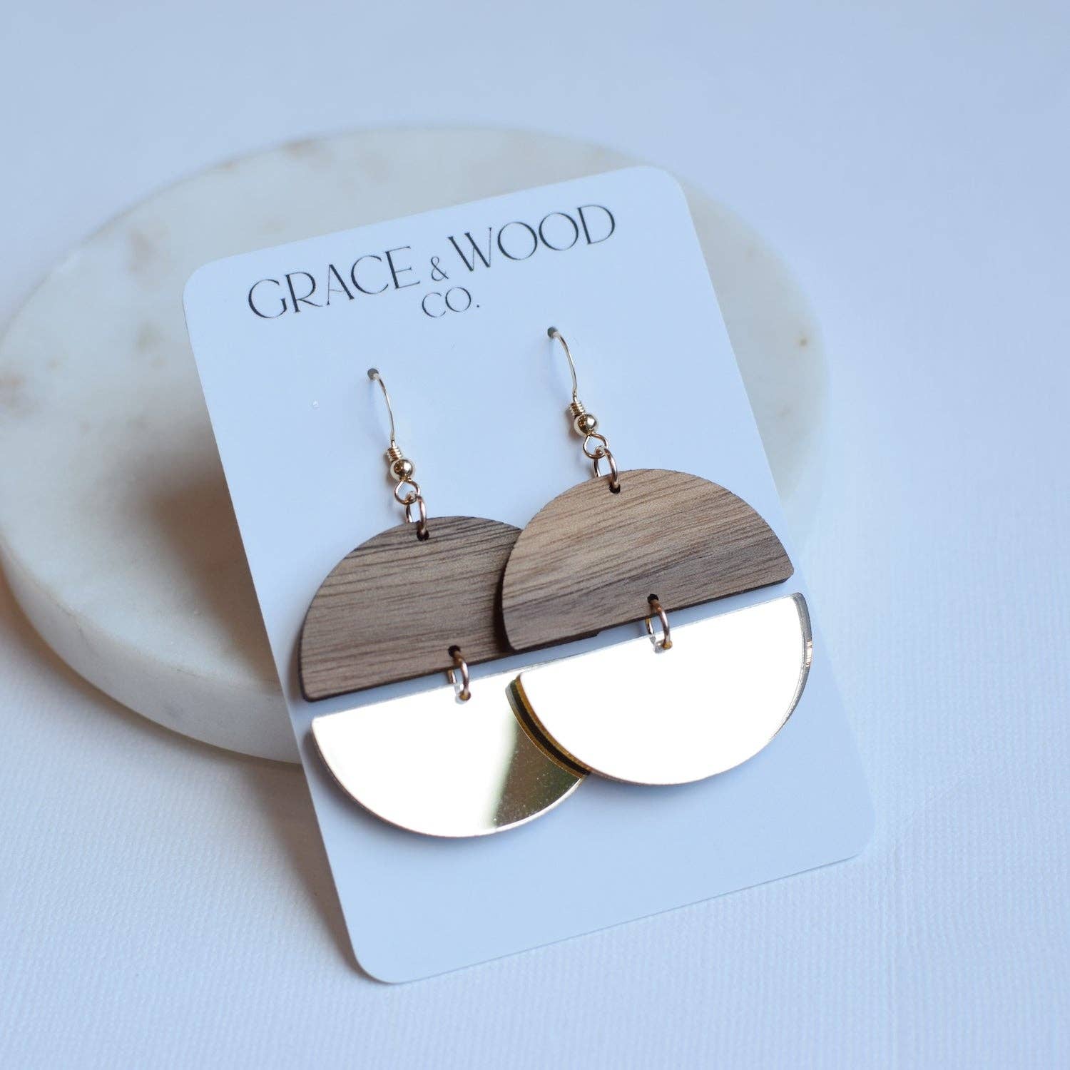 Gold Mirror Hinged Disc Earrings