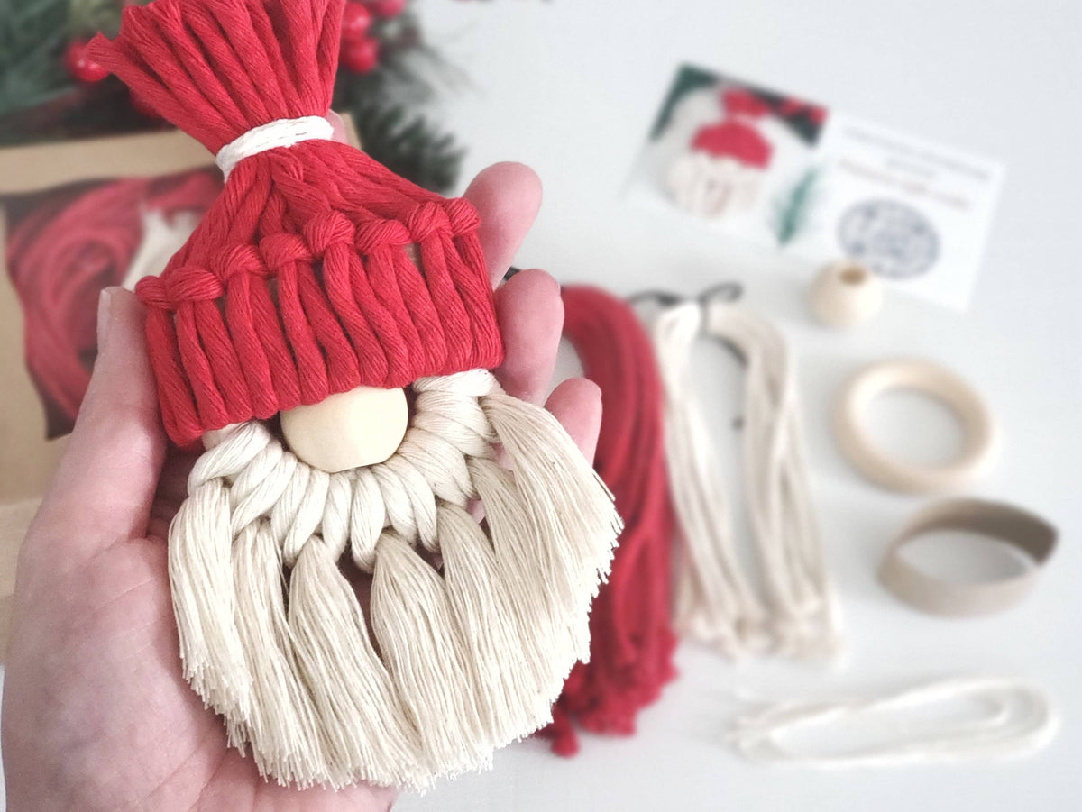 Macrame Christmas Gnome Ornament DIY Kit