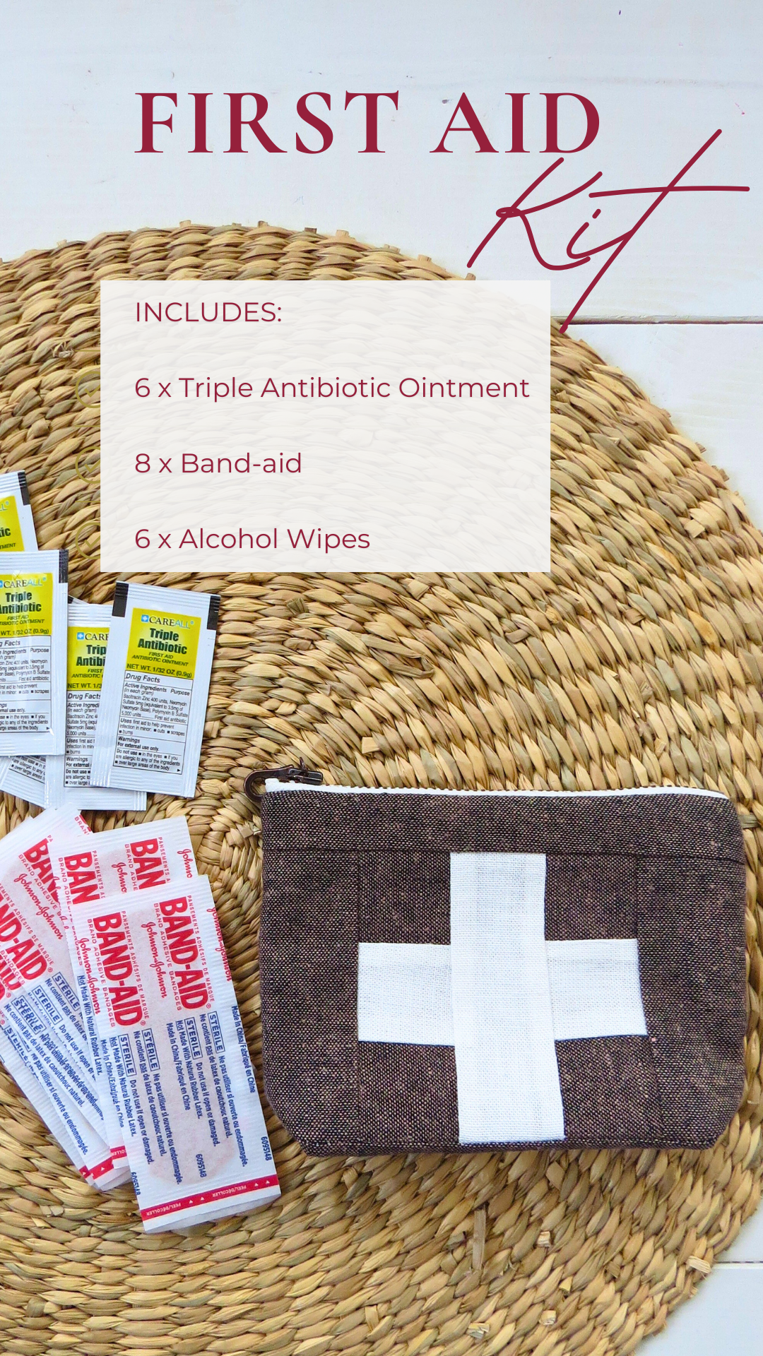Handmade First Aid Travel Bag | Green/White