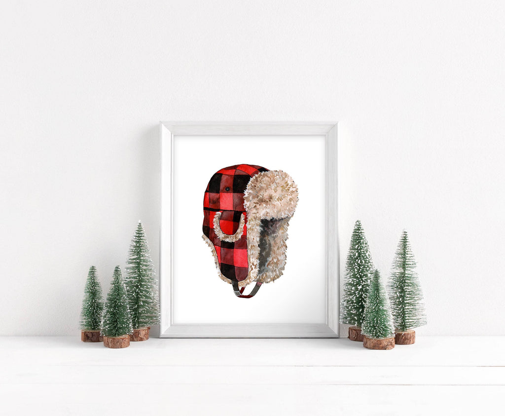 Plaid Hat Watercolor Art Print