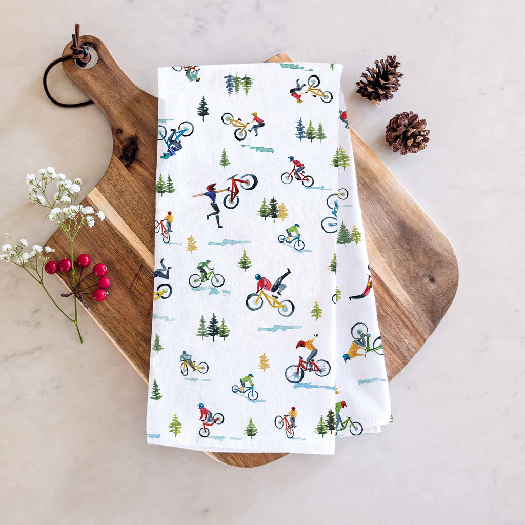 Mountain Biking Tea Towel | Adventure Outdoorsy Design