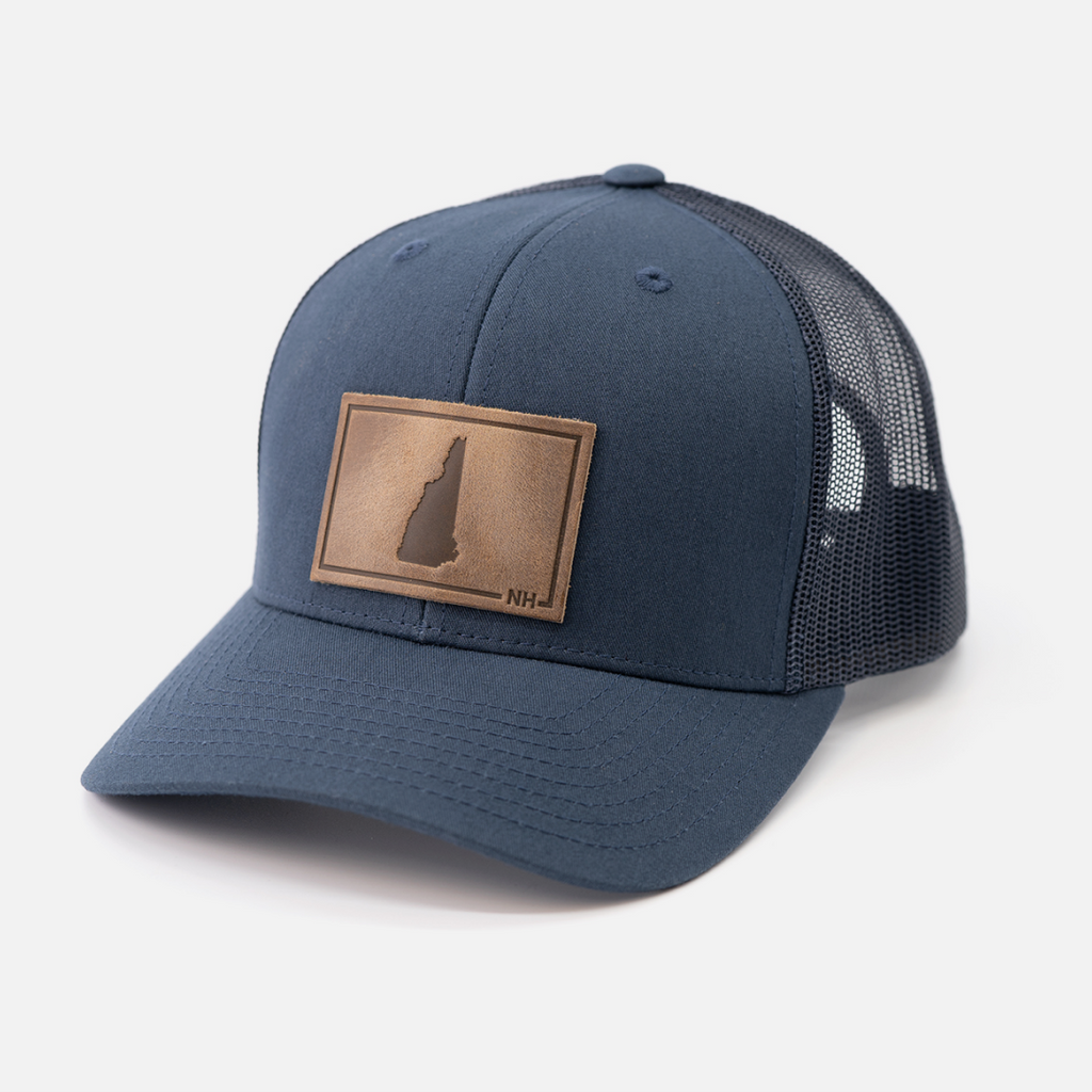 New Hampshire Leather Patch Trucker Hat