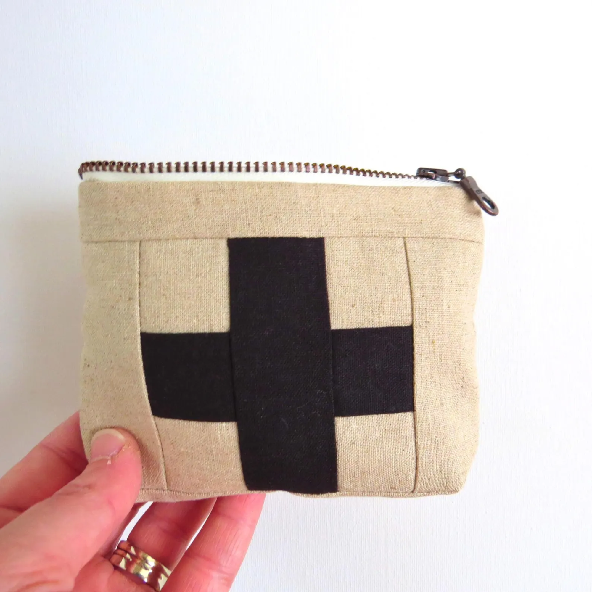 Handmade First Aid Travel Bag | Cream/Black