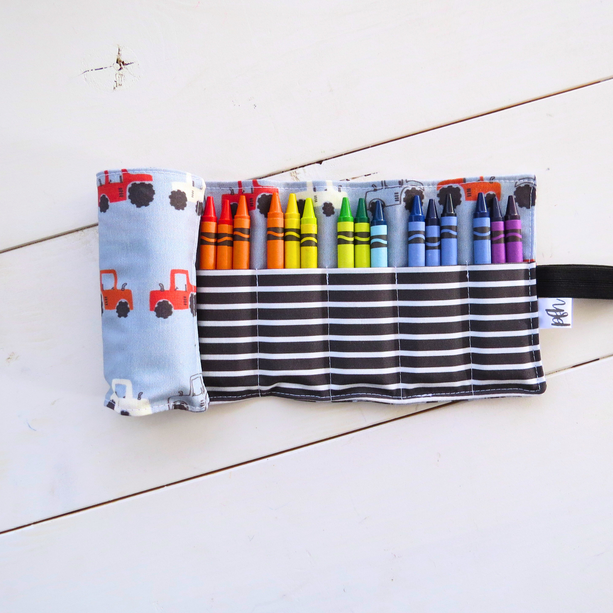 Tractor Crayon Roll-Up | Travel Art Organizer for Kids