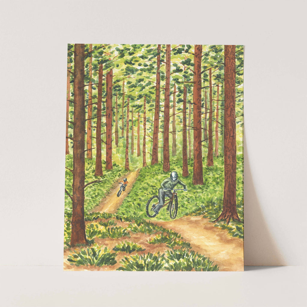 Pedaling Through the Pines — Watercolor Art Print