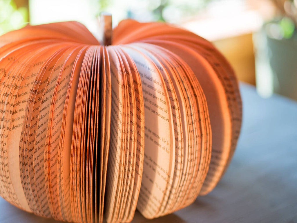 Repurposed Book Pumpkin - Rustic Orange