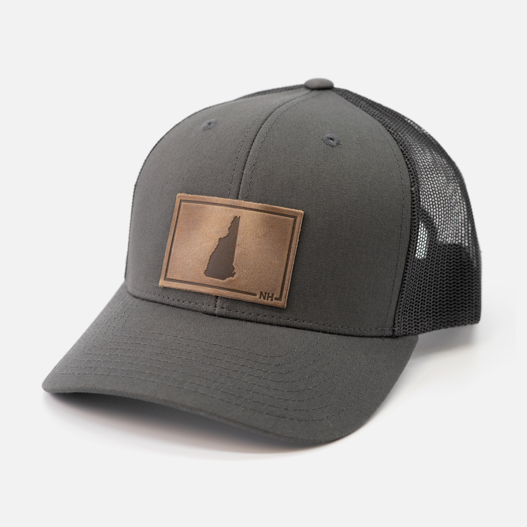 New Hampshire Leather Patch Trucker Hat