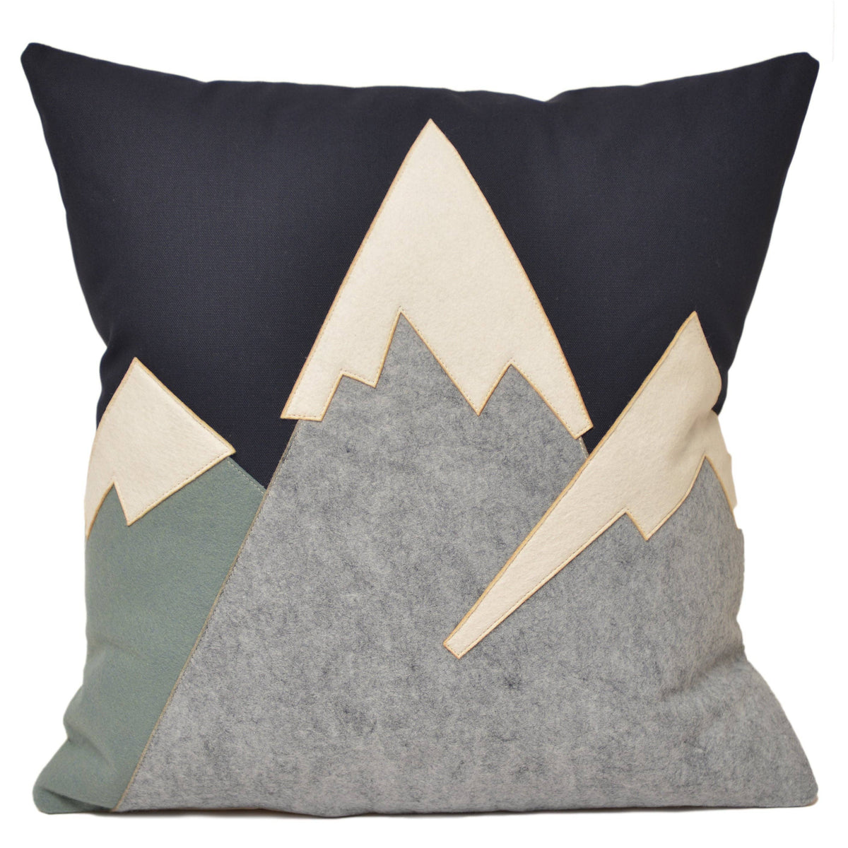 Grey + Navy Snowy Mountains Square Pillow