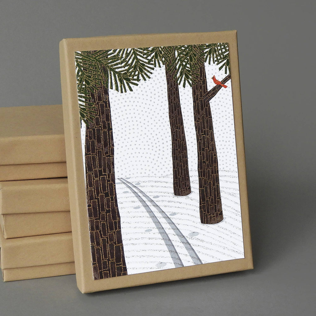 Ski Tracks Box: 10 Blank Nature-Inspired Christmas Cards