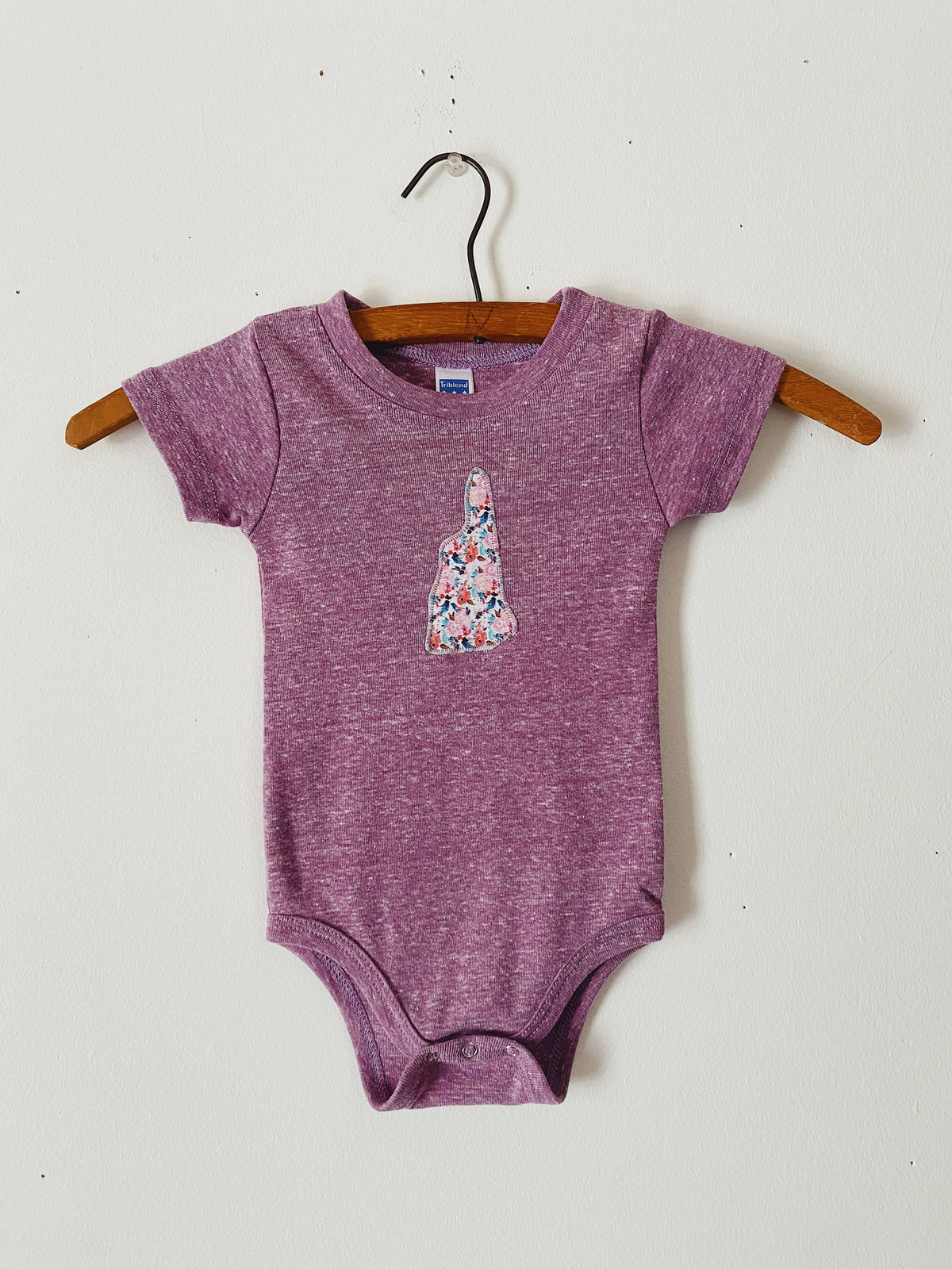 New Hampshire Baby Bodysuit — Purple Floral