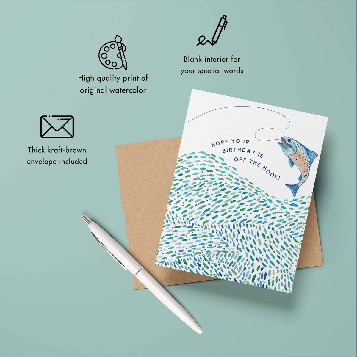 Off the Hook Fishing Birthday Card