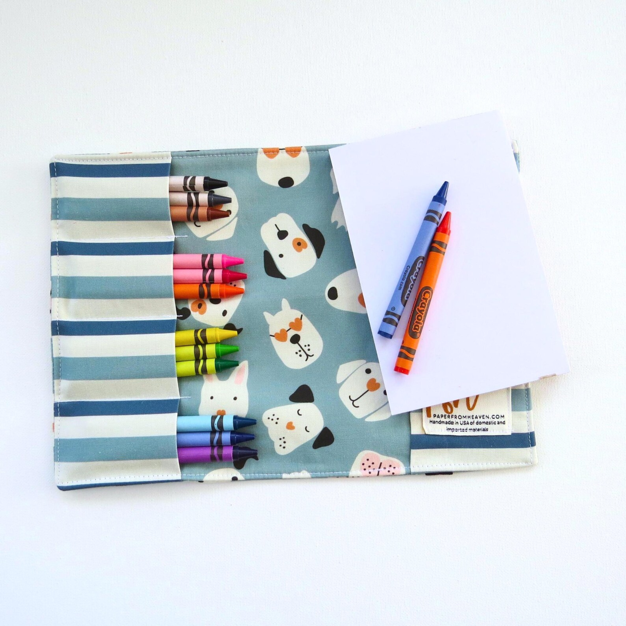 Puppy Love Crayon Holder & Notebook | Handmade Travel Art Kit for Kids