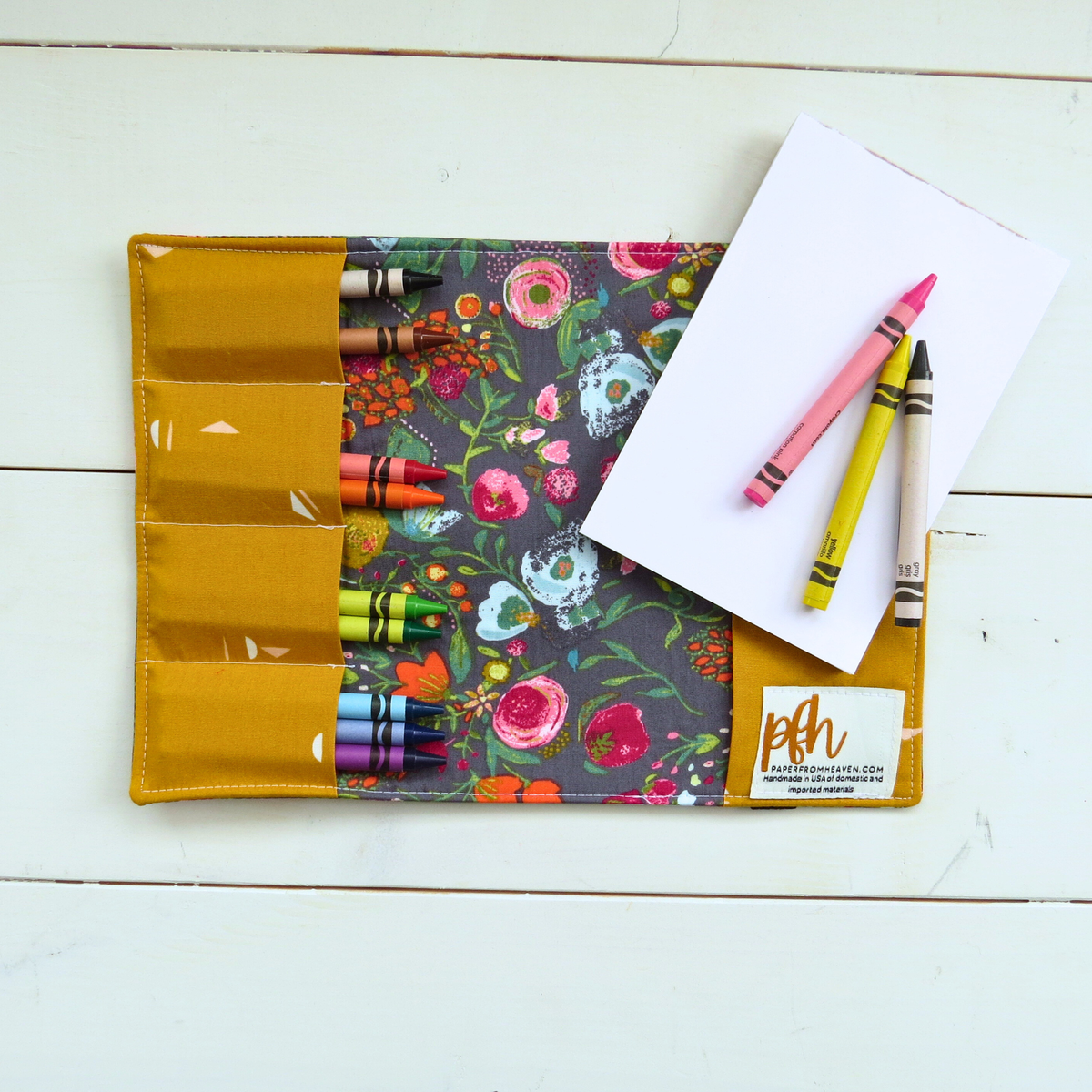 Flowers Crayon Holder & Notebook | Handmade Travel Art Kit for Kids