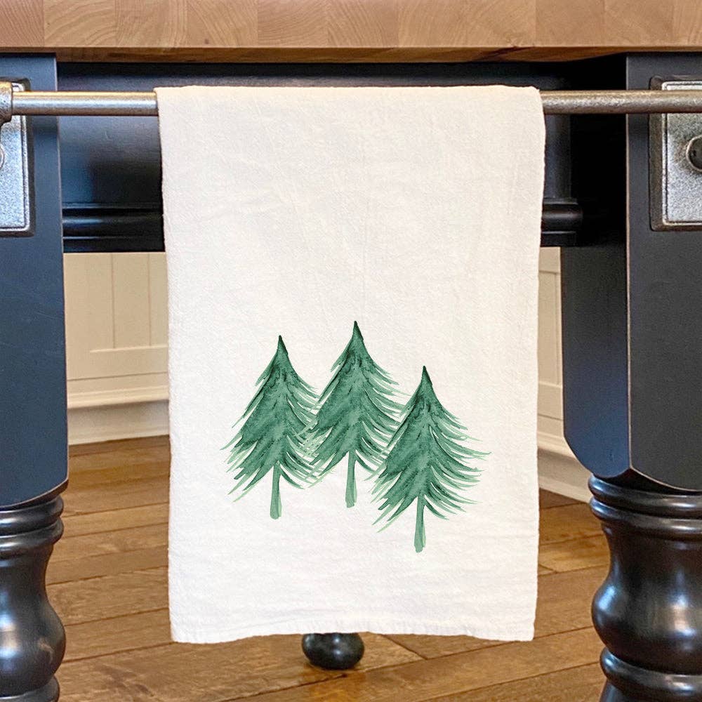 Three Evergreen Trees - Cotton Tea Towel