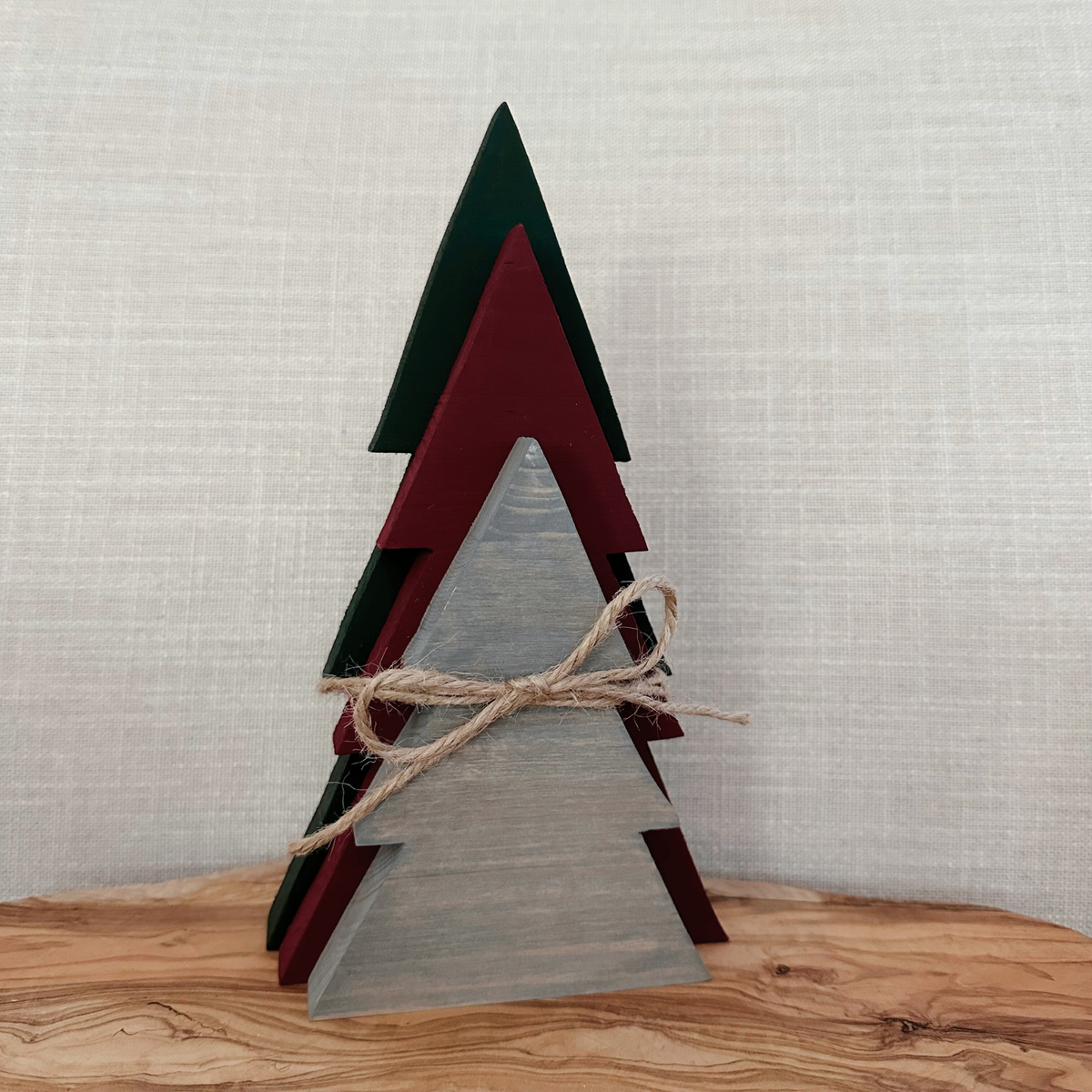 Set of 3 Wood Christmas Trees - Traditional