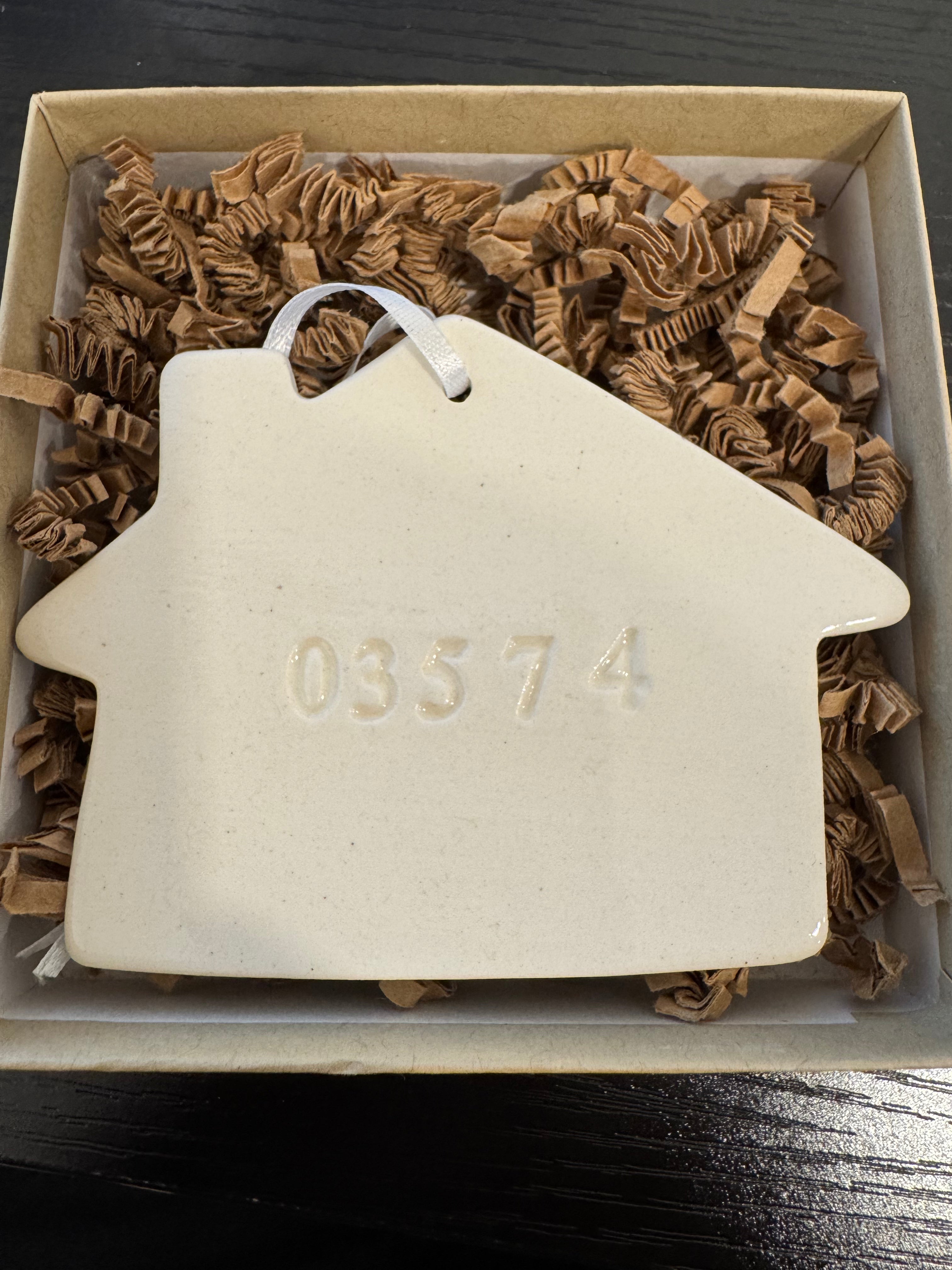 03574 Zip Code (Bethlehem, NH) Ceramic House Ornament