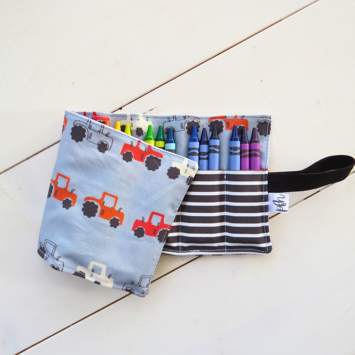 Tractor Crayon Roll-Up | Travel Art Organizer for Kids