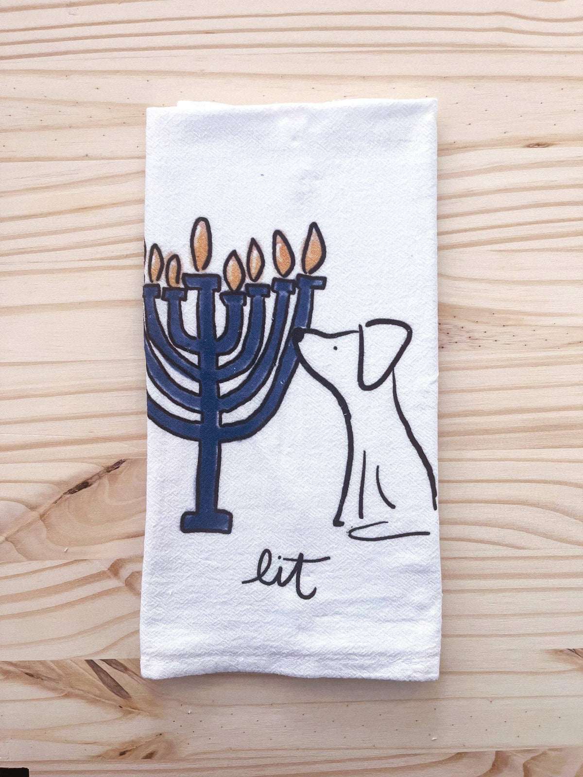 It's Lit — Hanukkah Dog Tea Towel
