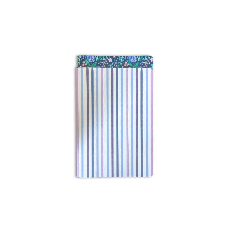 Striped notebook tucked behind the navy floral Alison notebook, showing both coordinating covers in the set of 2