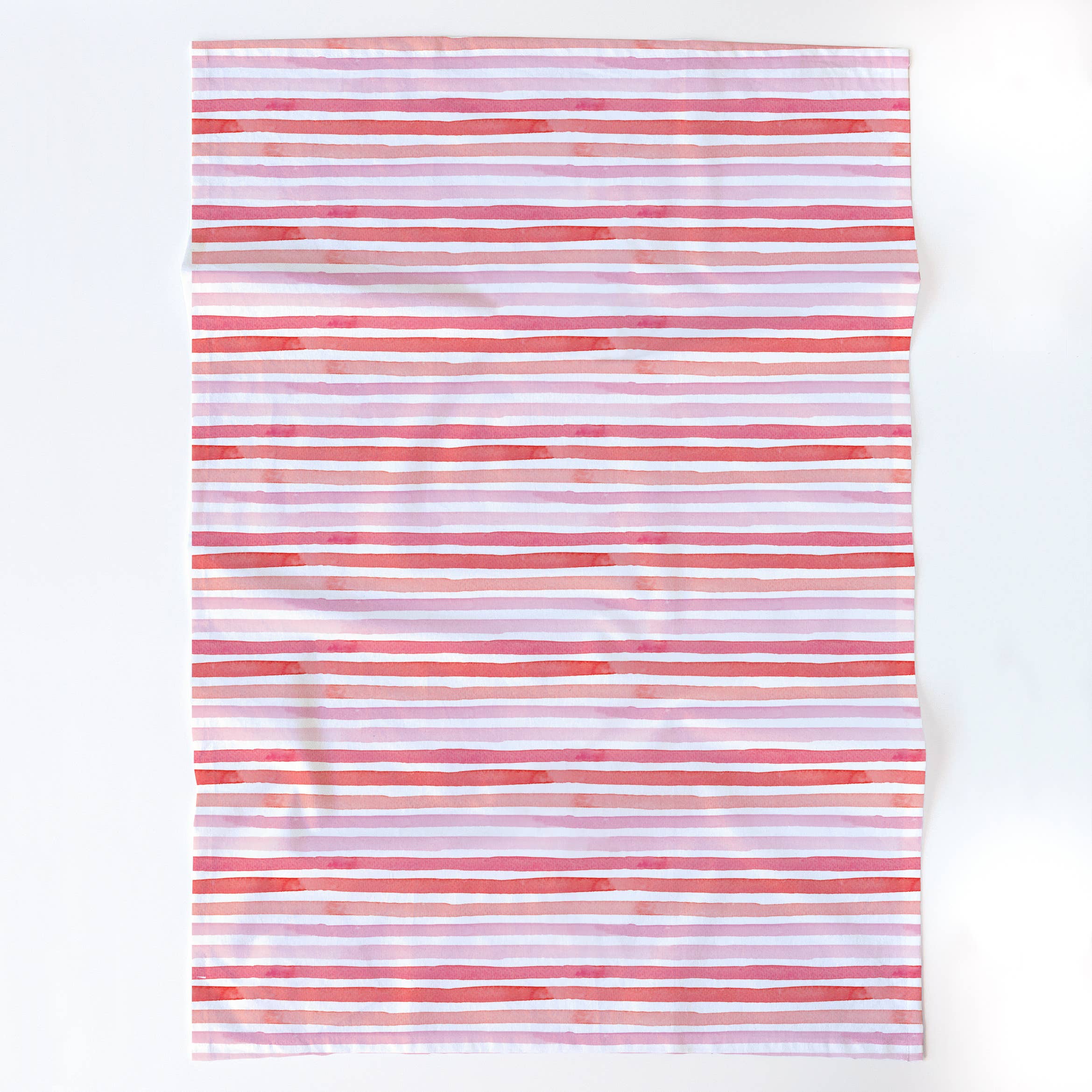 Pink Stripes Tea Towel — Watercolor Kitchen Towel
