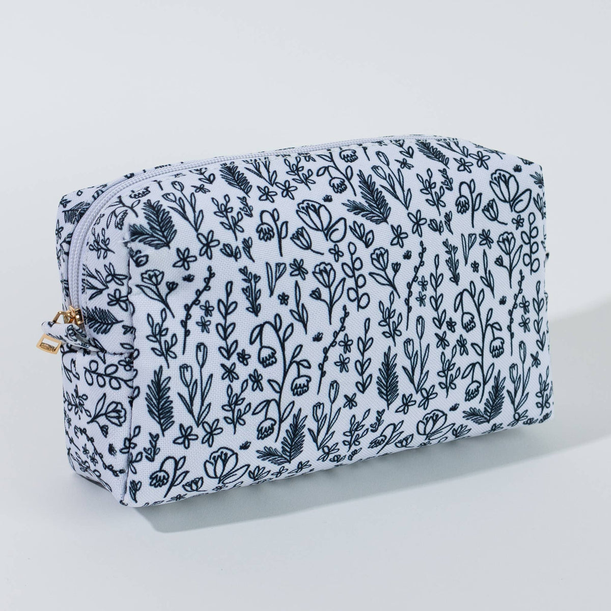 Inked Floral Zipper Pouch