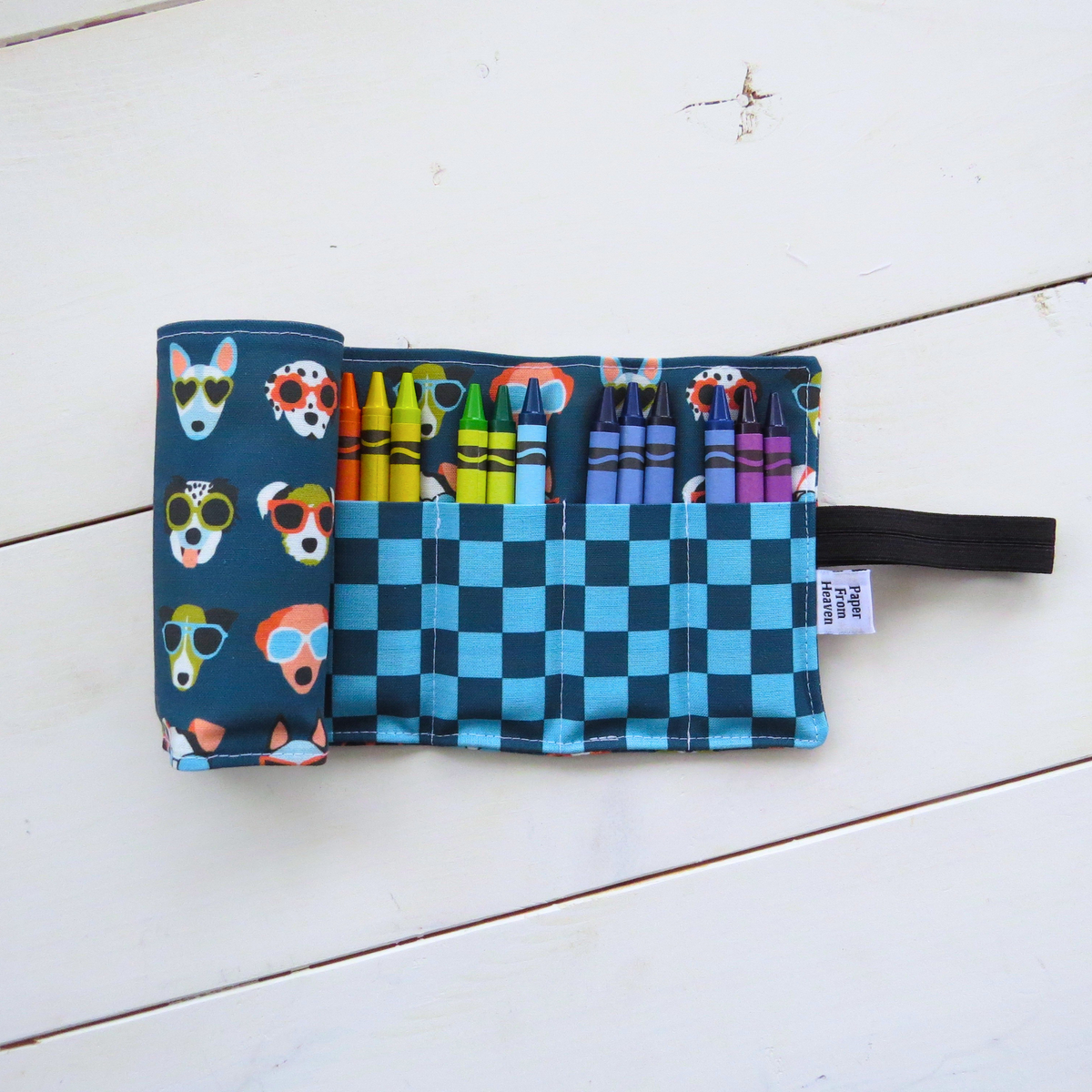 Dog Crayon Roll-Up | Travel Art Organizer for Kids