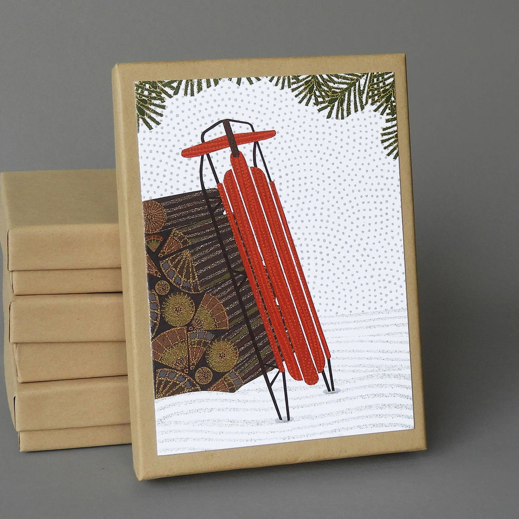 Sled Box: 10 Blank Nature-Inspired Christmas Cards