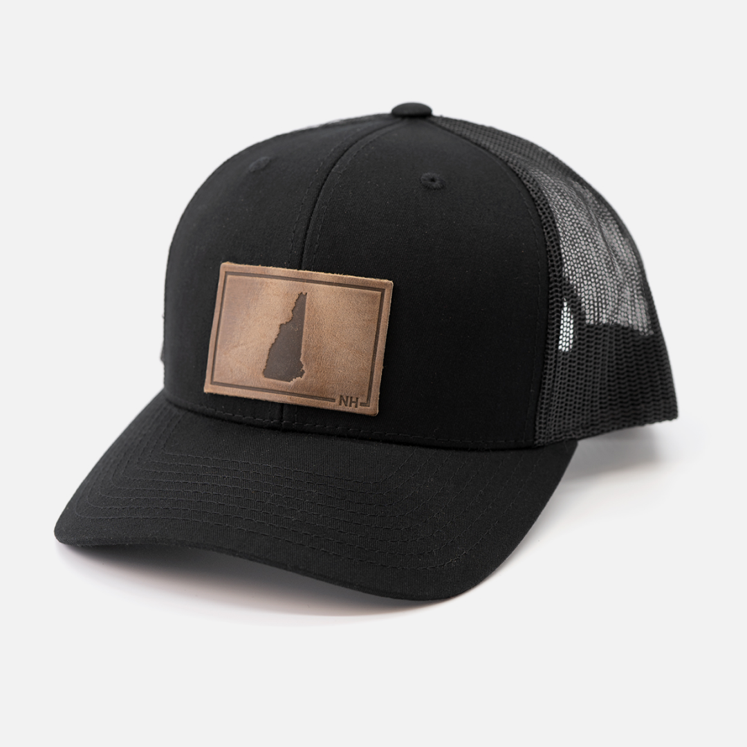 New Hampshire Leather Patch Trucker Hat
