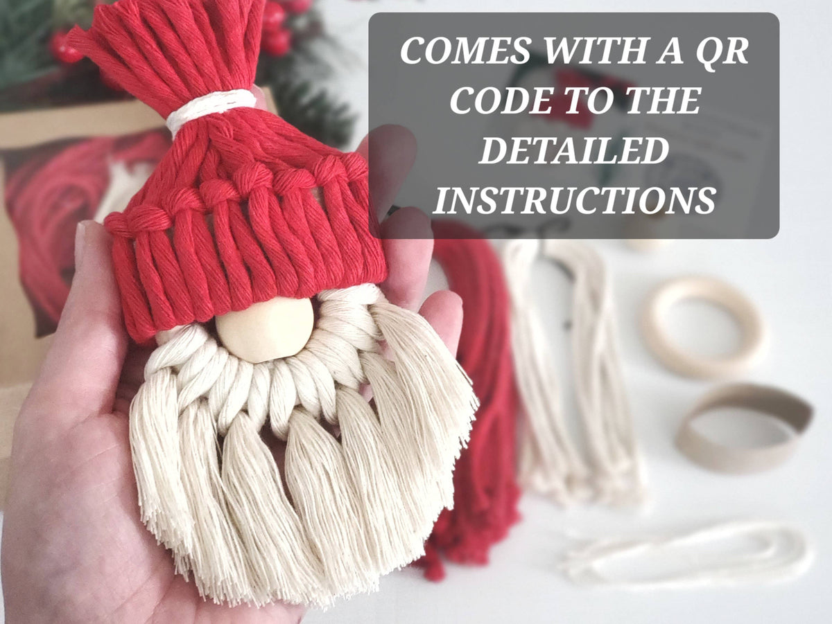 Macrame Christmas Gnome Ornament DIY Kit