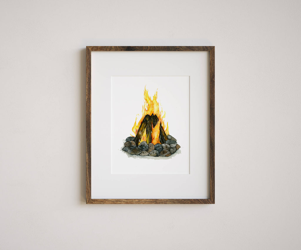 Campfire Watercolor Art Print