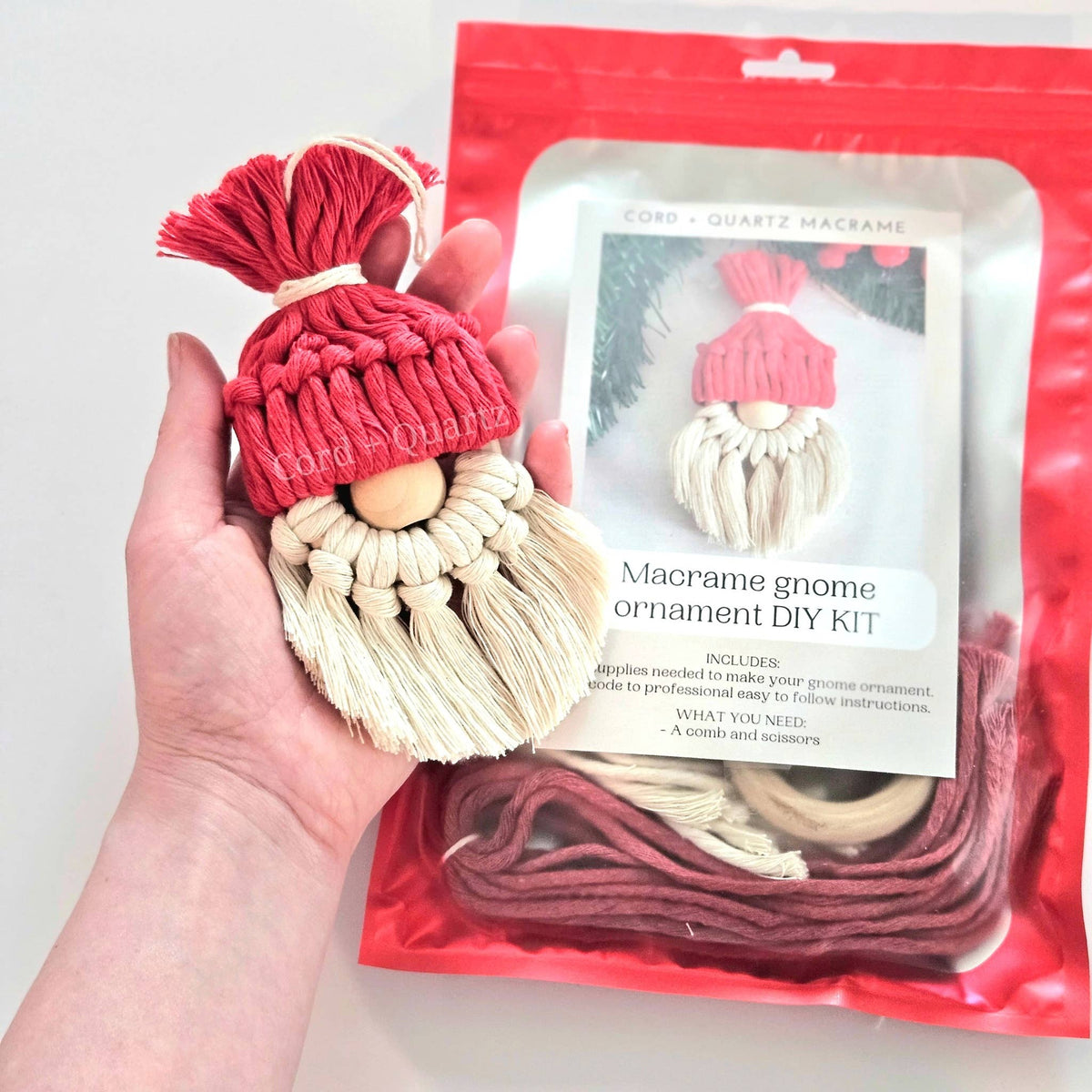 Macrame Christmas Gnome Ornament DIY Kit