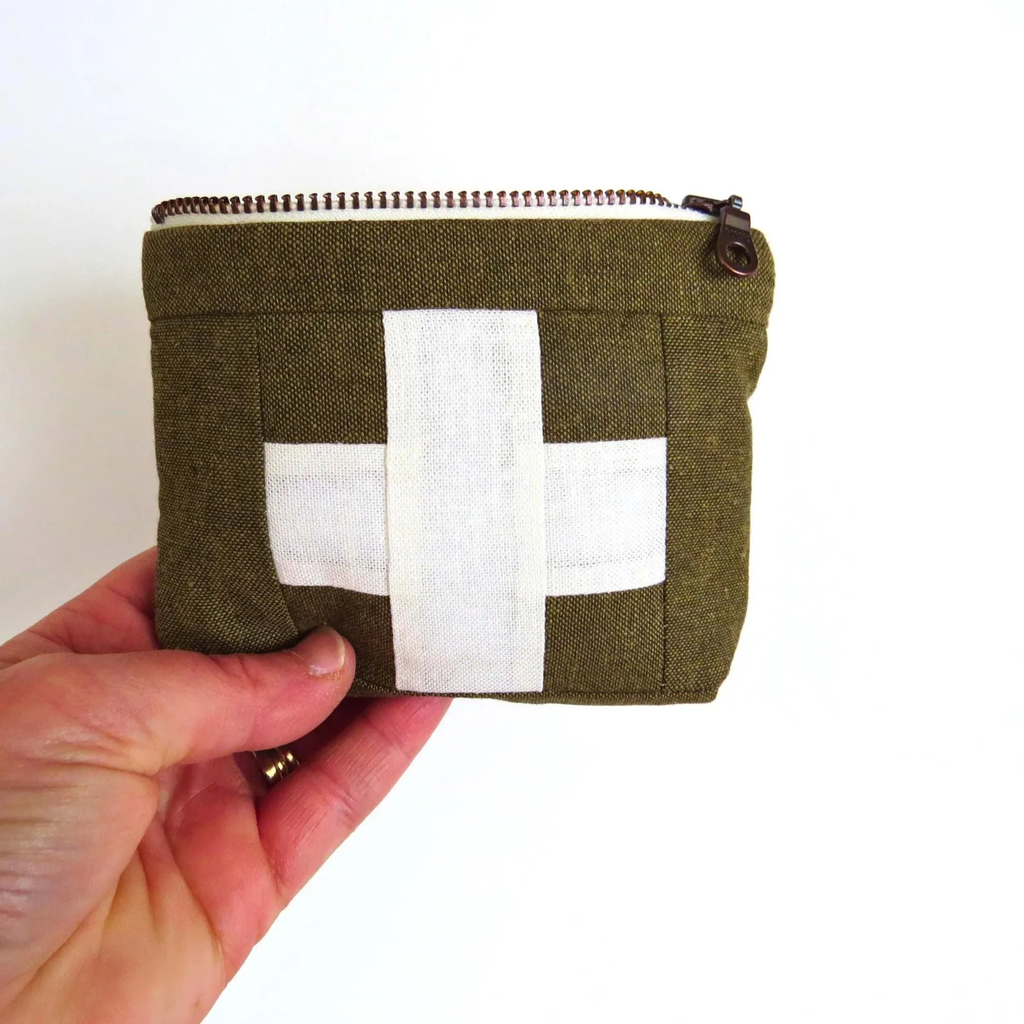 Handmade First Aid Travel Bag | Green/White