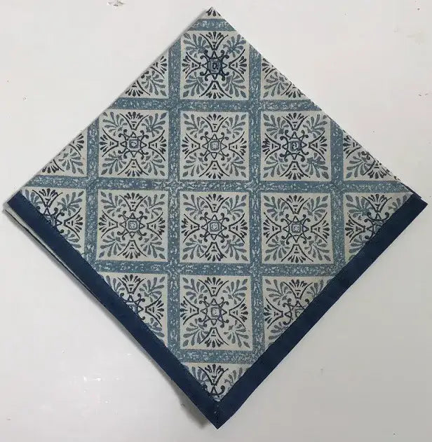 Porto Blue Tile Handblock Printed Napkins