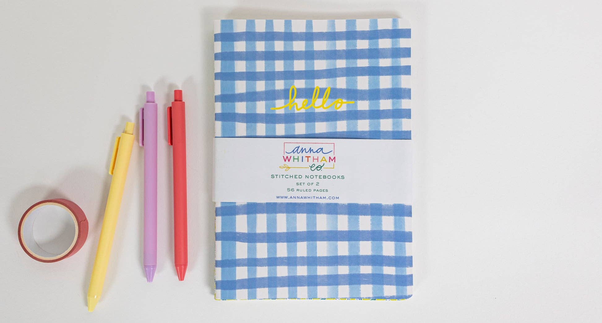 Blue Gingham Notebook Set — Pack of 2