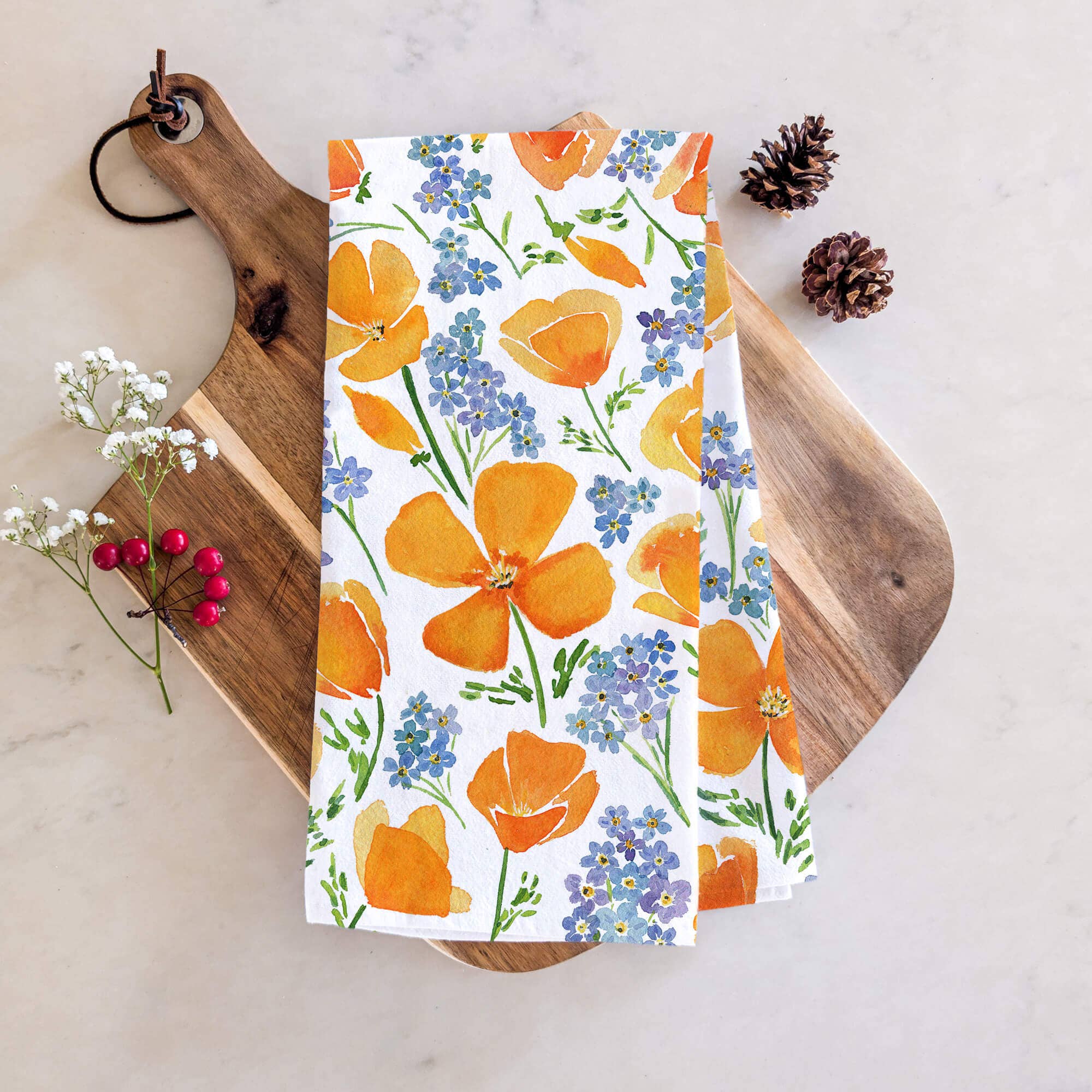 California Poppy Tea Towel