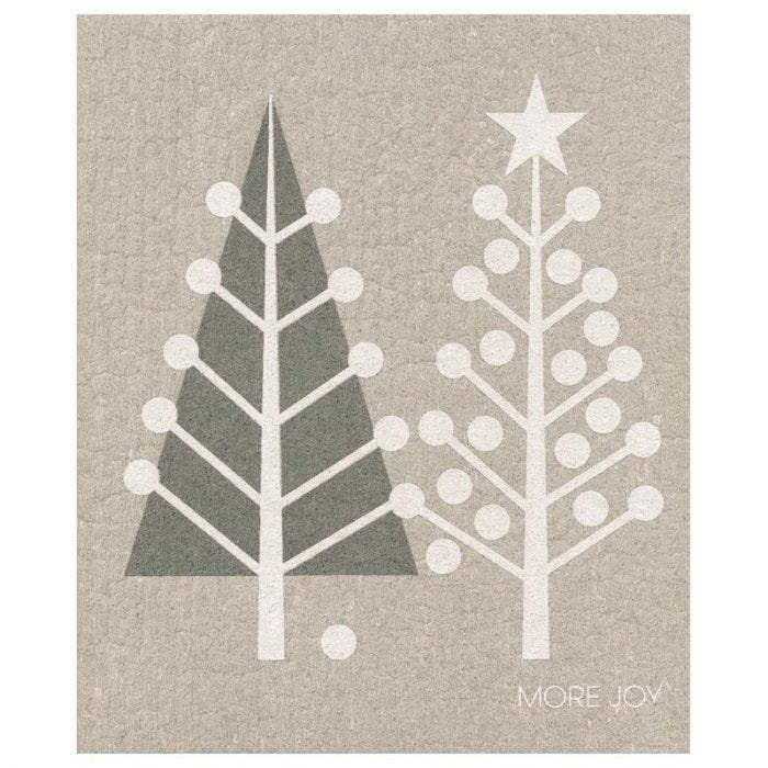 Christmas Trees Grey & White Swedish Dishcloth