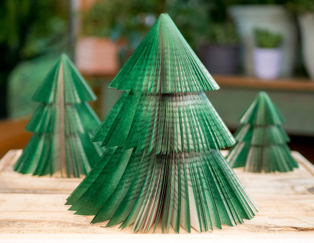 Repurposed Book Christmas Tree - Green