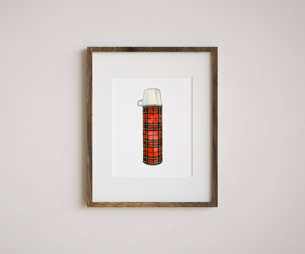 Plaid Thermos Watercolor Art Print