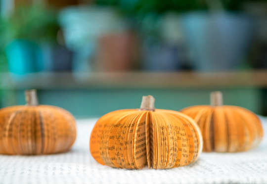 Repurposed Book Pumpkin - Fall Decor
