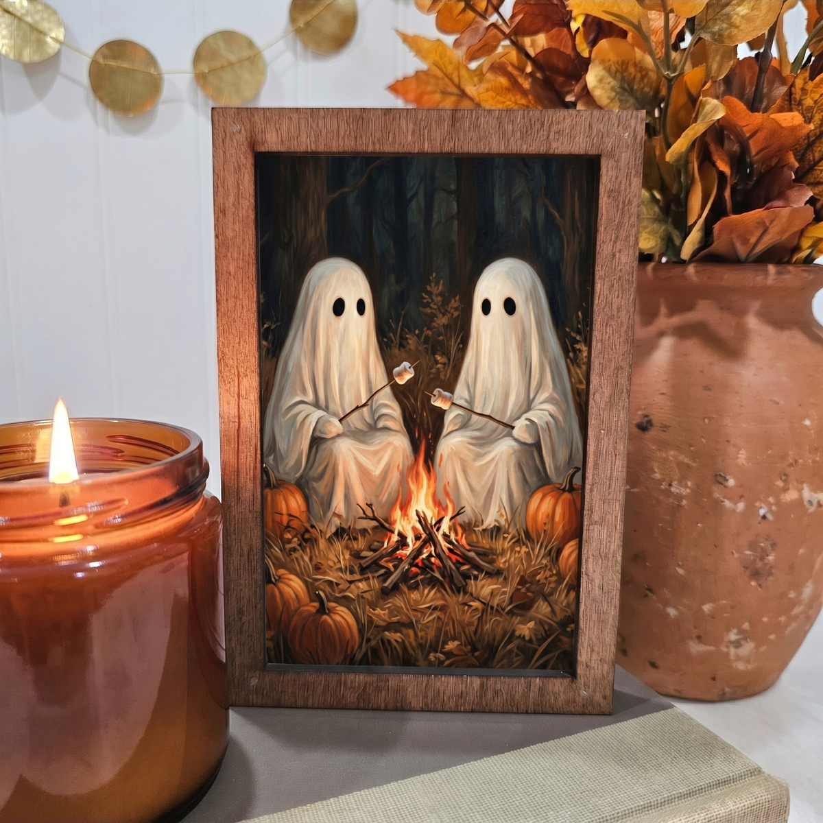 Ghost Campfire S'more Wooden Block
