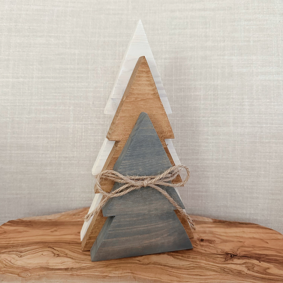 Set of 3 Wood Christmas Trees - Natural