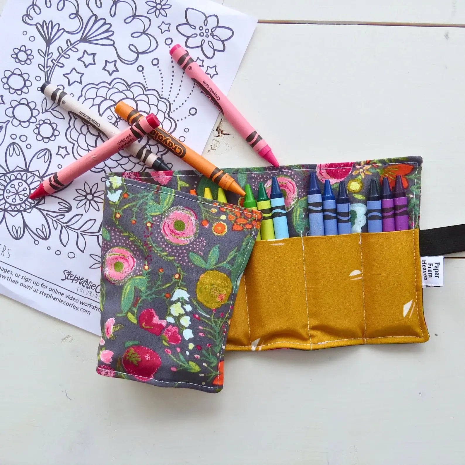 Flower Crayon Roll-Up | Travel Art Organizer for Kids