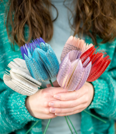 Repurposed Book Tulip
