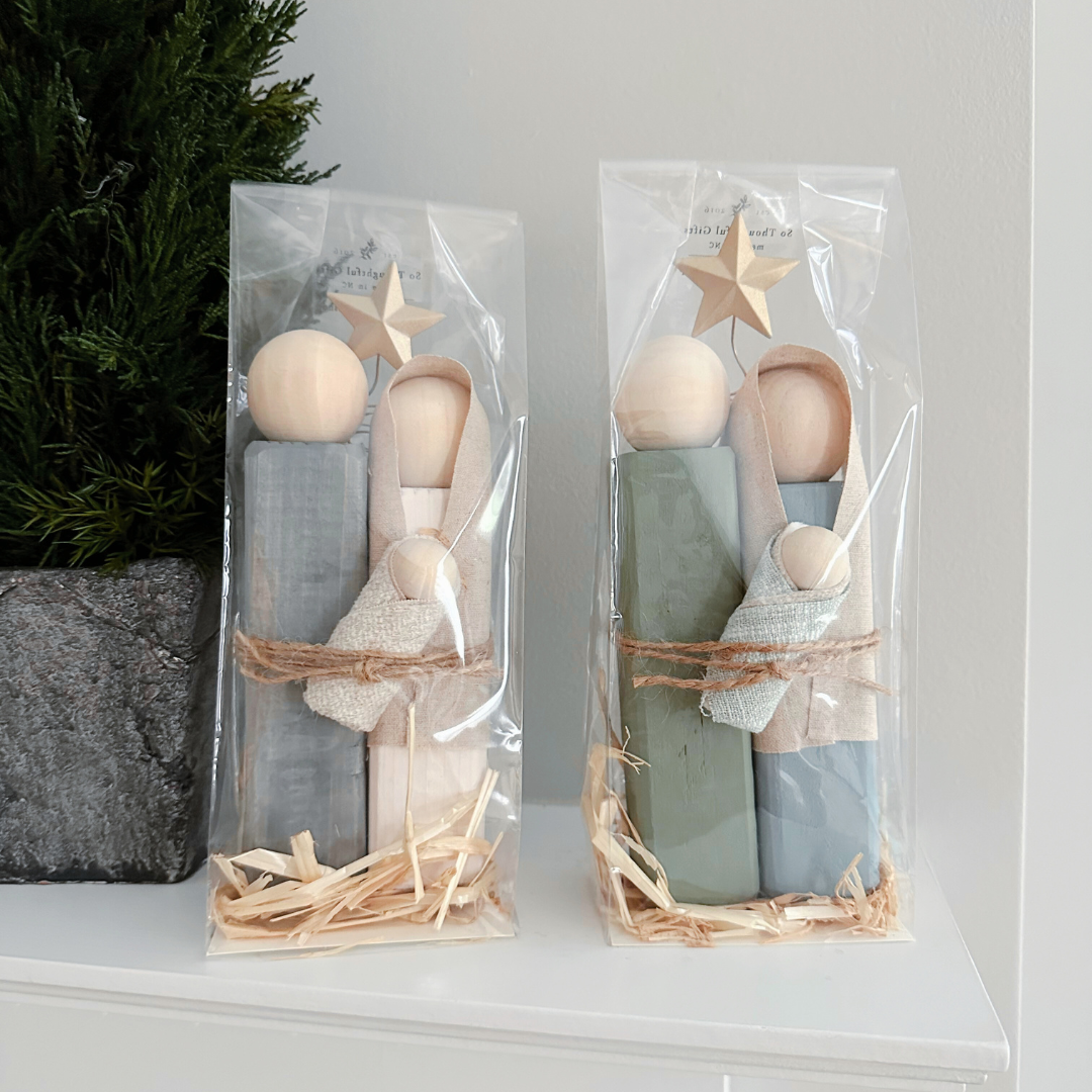 Hand-Painted Wooden Nativity Set