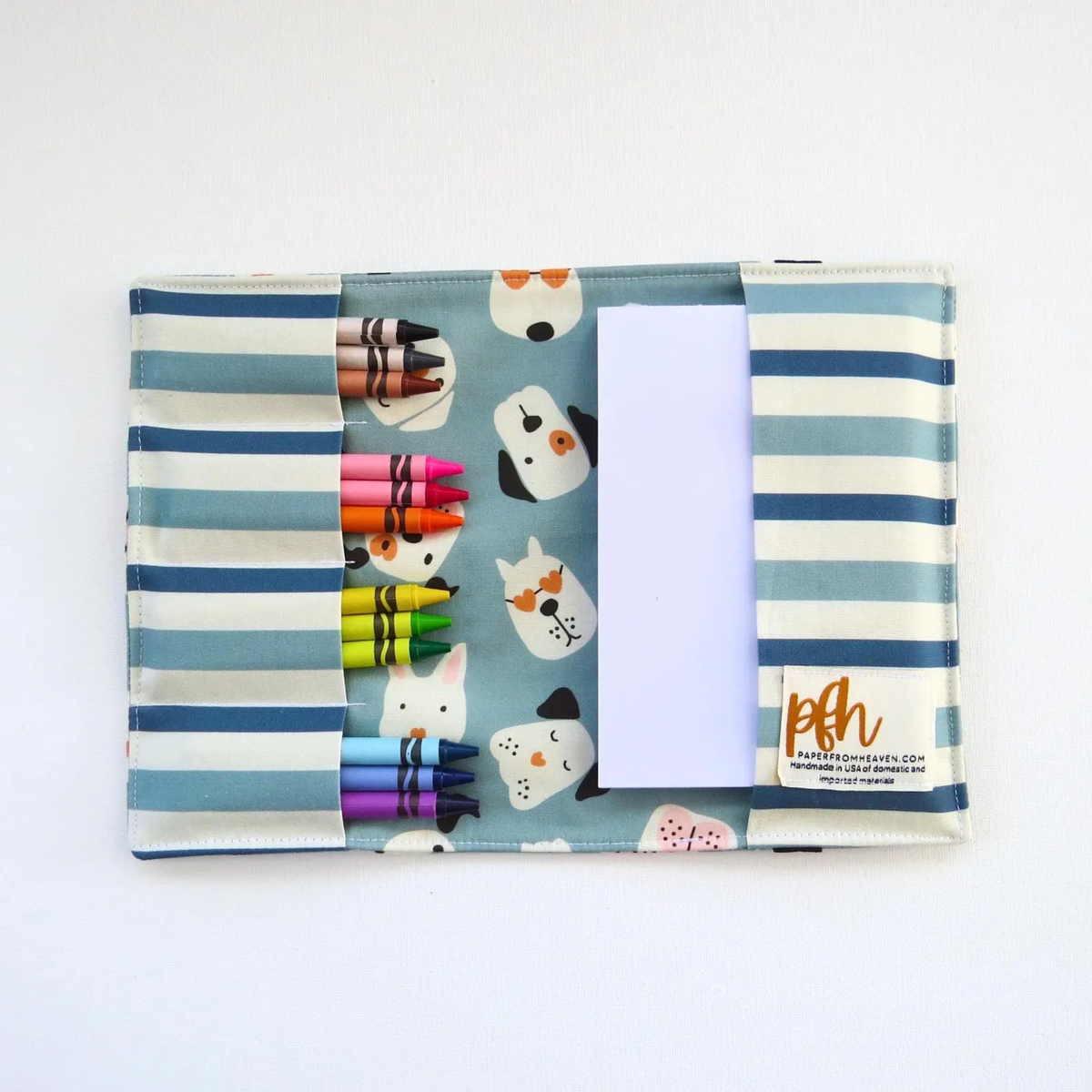 Puppy Love Crayon Holder & Notebook | Handmade Travel Art Kit for Kids