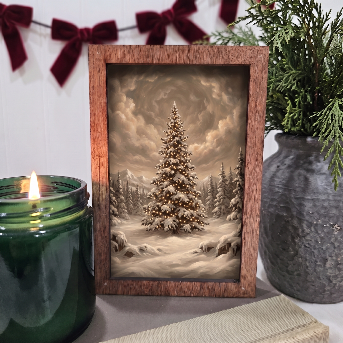 Neutral Christmas Tree Decorative Wooden Block