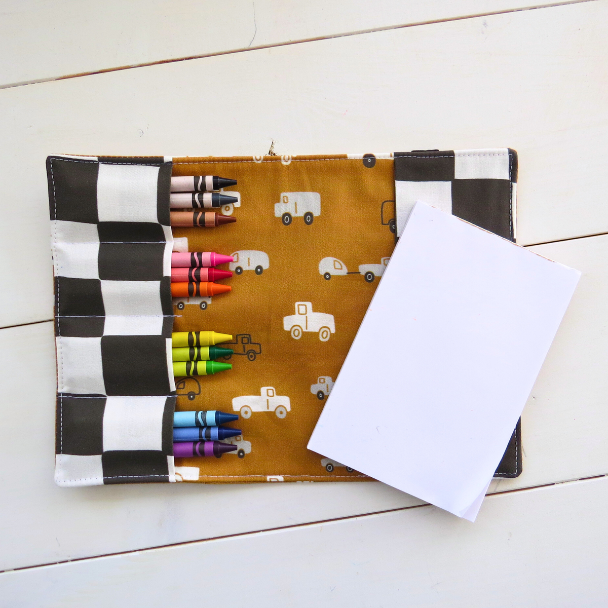 Car & Truck Crayon Holder & Notebook | Handmade Travel Art Kit for Kids