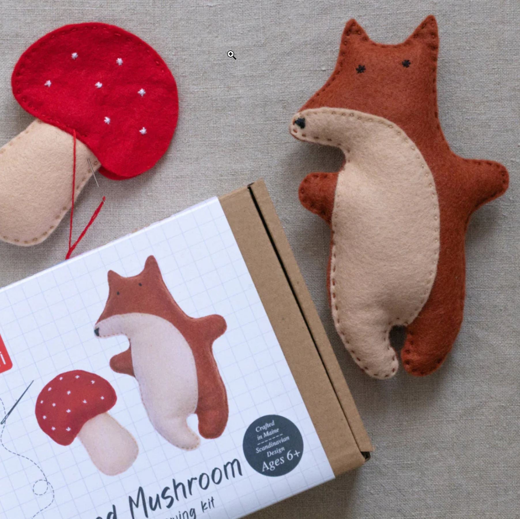 Kids Felt Sewing Kit | Fox & Mushroom Plush Craft Kit for Kids 6+