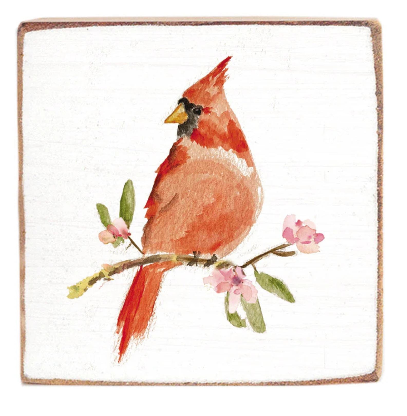 Watercolor Cardinal Decorative Wooden Block