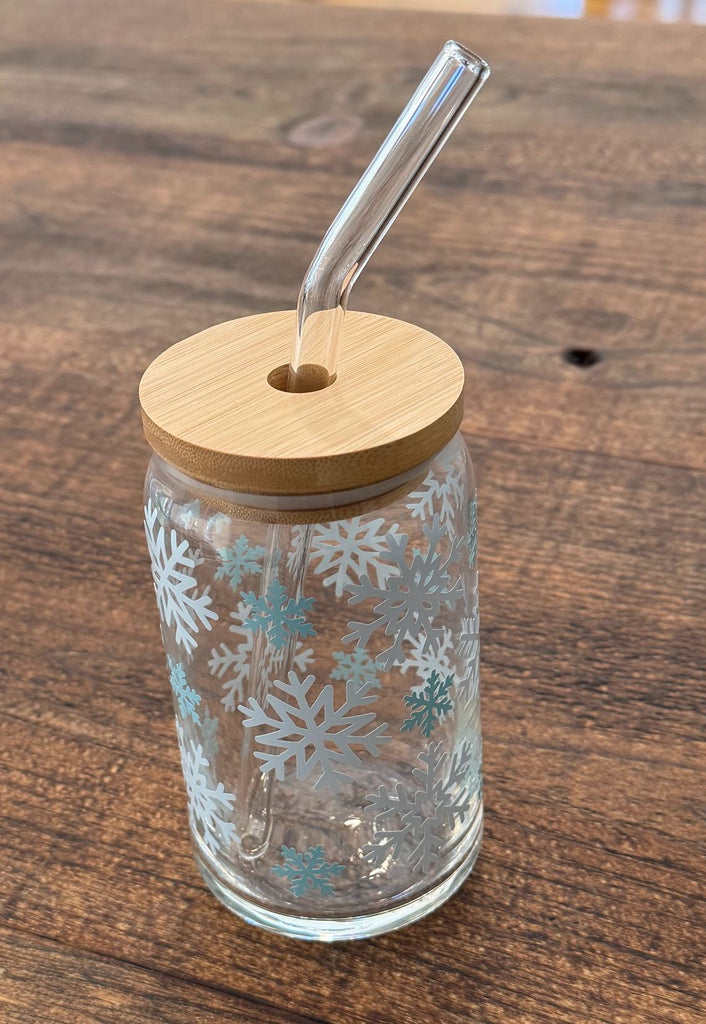 Snowflake Glass With Straw